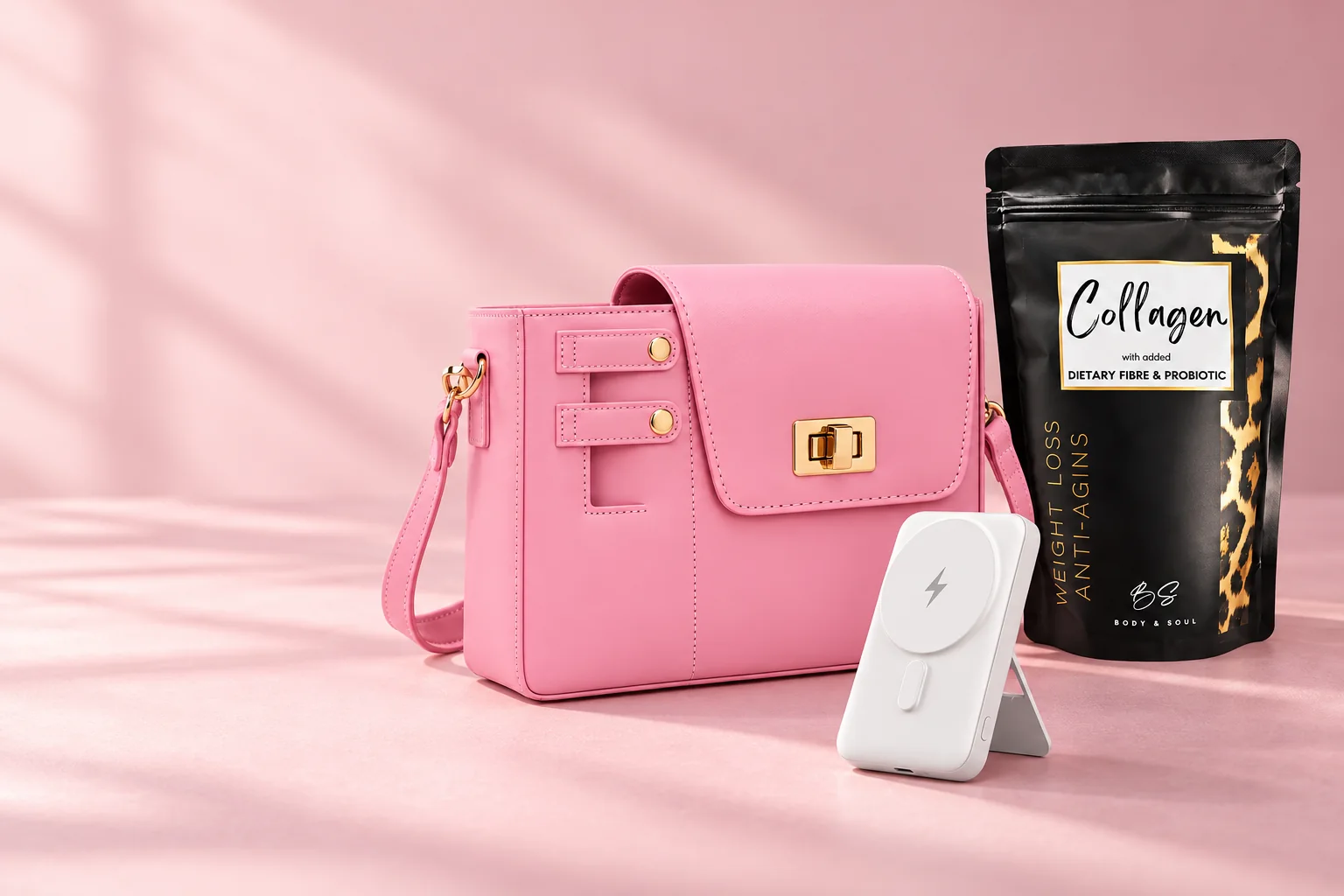 Trending products in South Africa including a pink handbag, collagen and a magnetic phone charger