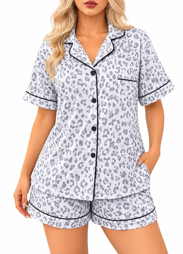 White Timeless Cheeta Print Pajama Set