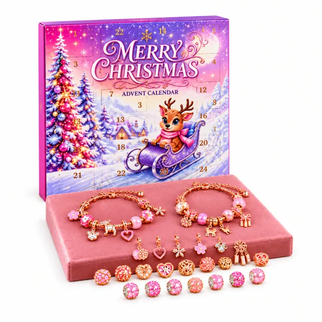 Christmas Advent Calendar Create Your Own Pink and Silver Bracelet