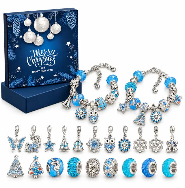Christmas Advent Calendar Create Your Own Blue and Silver Bracelet