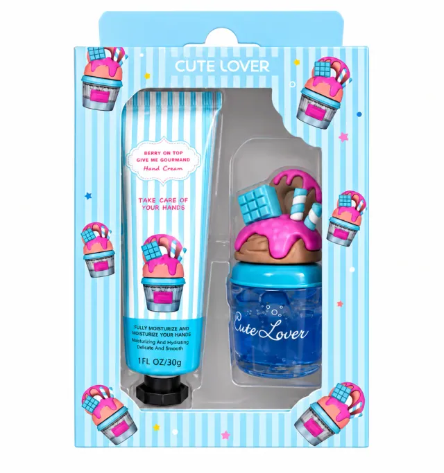 Dessert Ice Cream Hand and Lip Care Gift Box — Blue