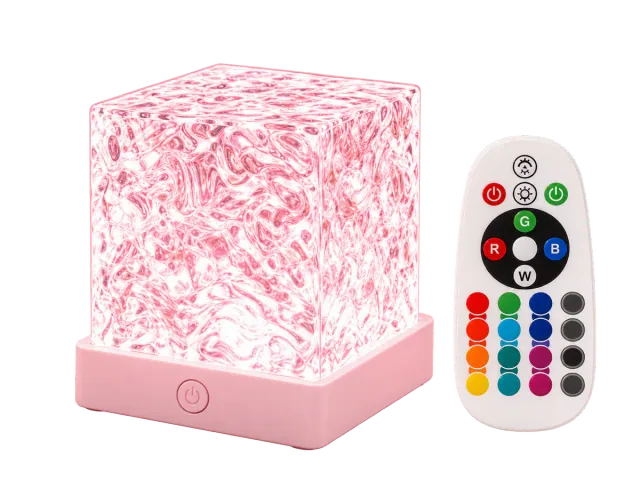16-Color Water Ripple Ambient Light — Pink Crystal Cube Night Light